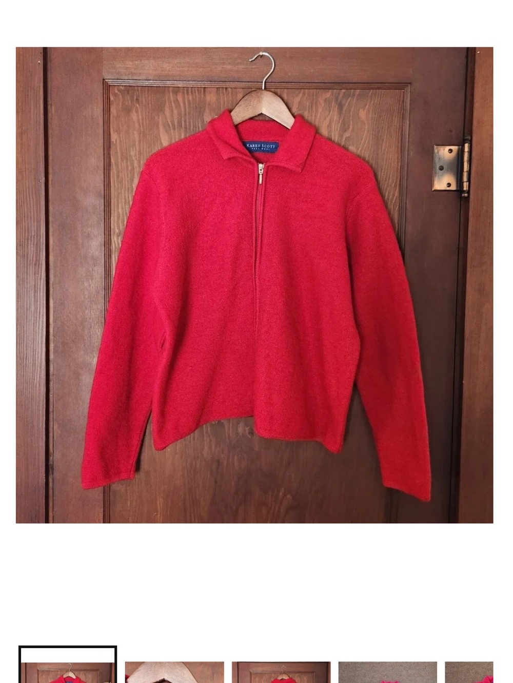 Karen Scott Red Zip-Up Men's Sweater
